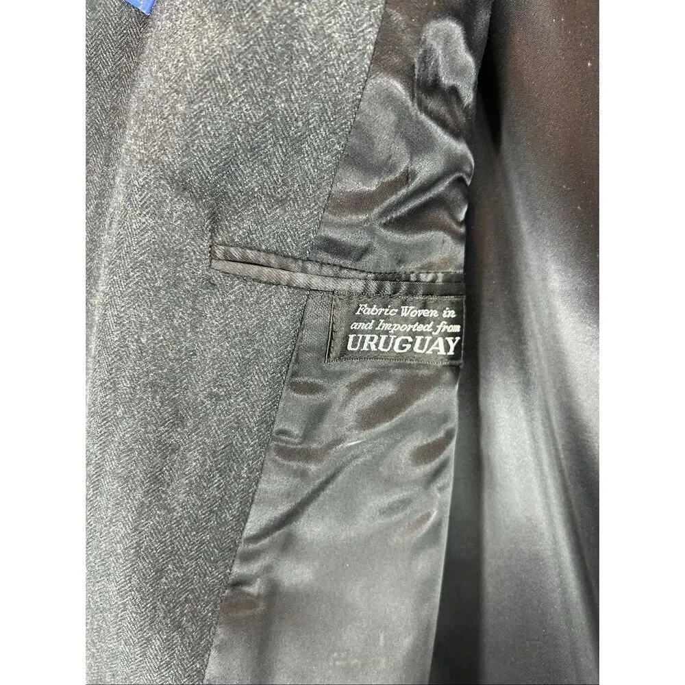 Vintage Charcoal Wool Overcoat Tailored Long Coat Classic Minimalist 44R